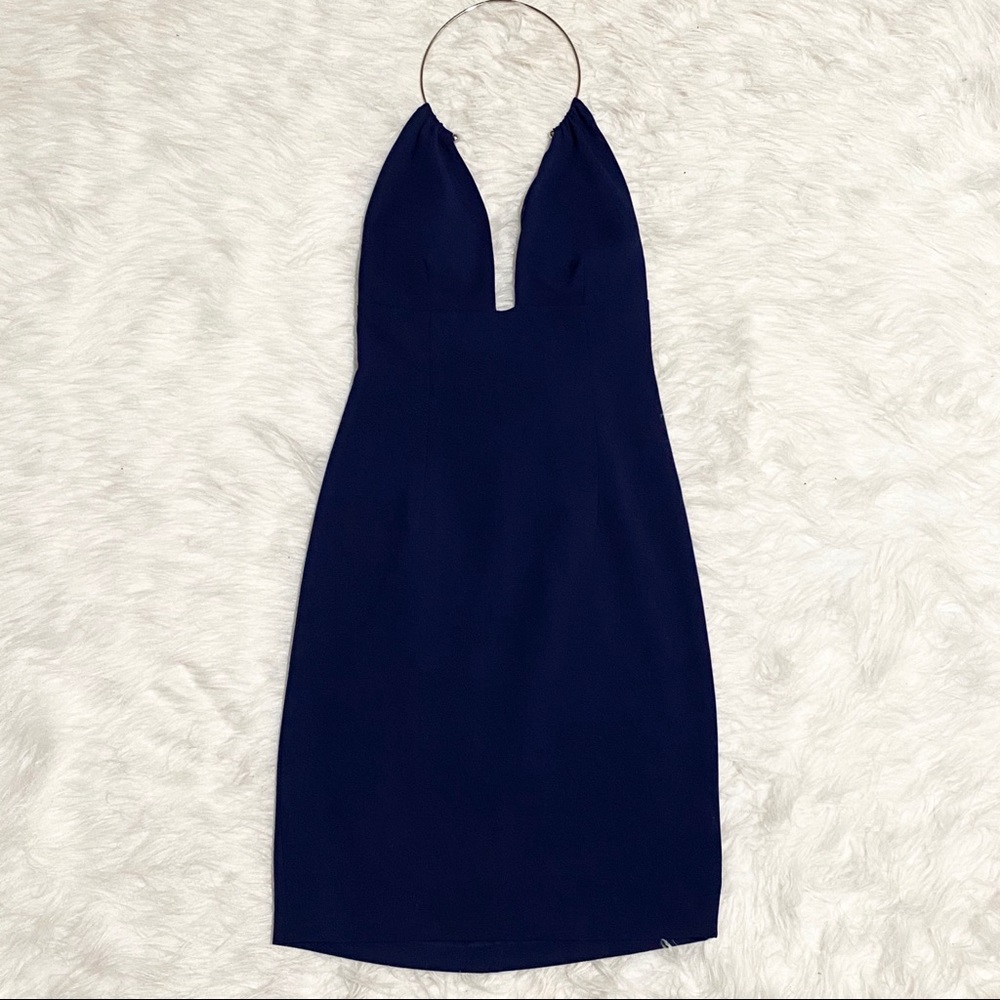 AIDAN MATTOX Navy Blue Choker Dress - Picture 4 of 9